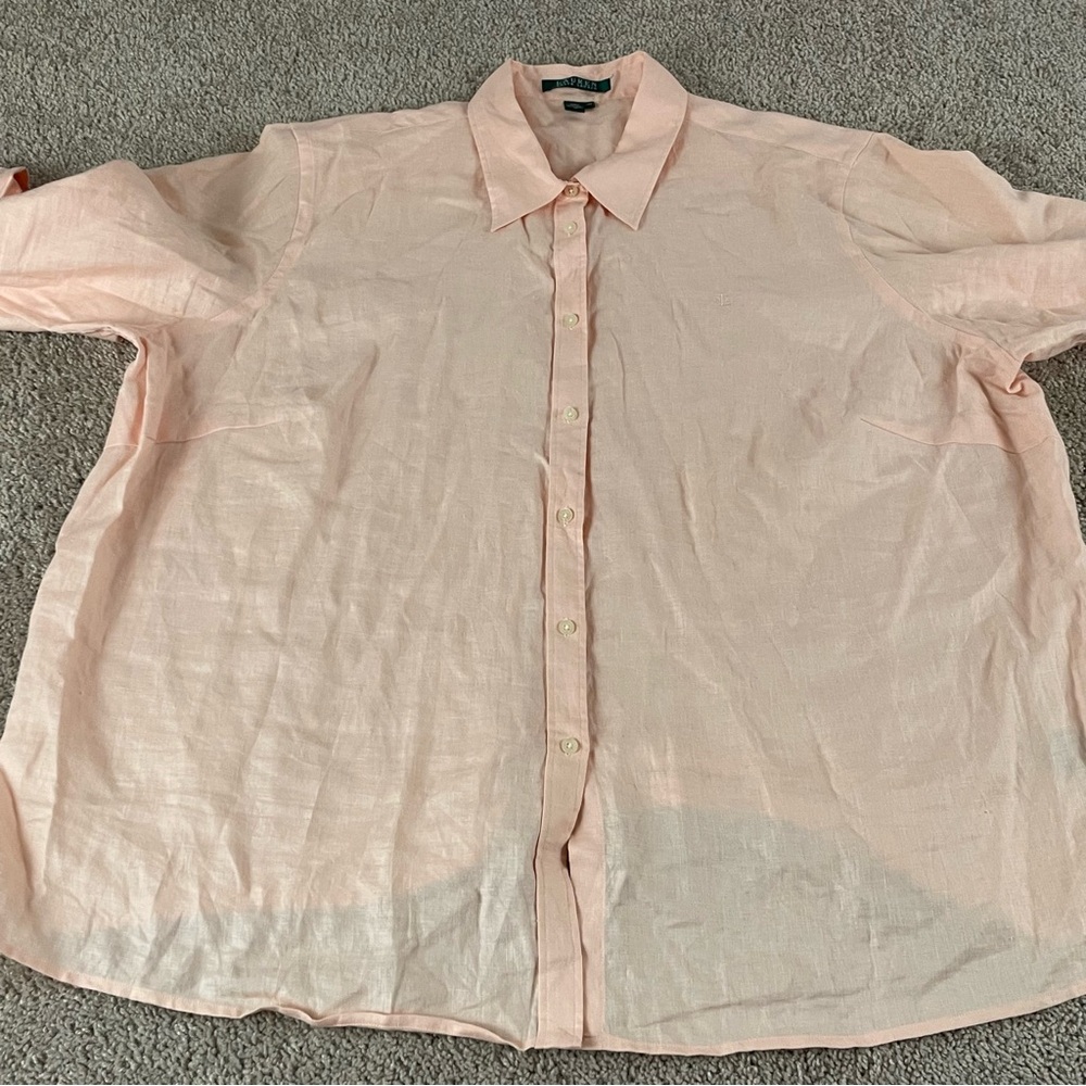 Lauren Ralph Lauren Pale Pink Button-Down Shirt